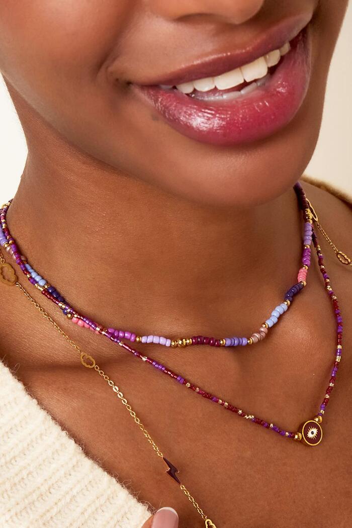 Collier de perles d'affilée Violet Acier inoxydable Image3